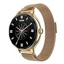 Noise Diva Smartwatch with Diamond Cut dial, Glossy Metallic Finish, AMOLED Display, Mesh Metal and Leather Strap Options, 100+ Watch Faces, Female Cycle Tracker Smart Watch for Women (Gold Link)