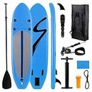 Clevich 10FT Stand Up Paddle Board, Inflatable Paddleboard with SUP Accessories & Carry Bag, Adjustable Paddle, Double Action Pump, Repair Kit, Non-Slip Deck for Surfing, Sunbathing, Radding (Blue)