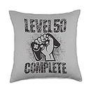 Gamer Zocker Konsole PC Game Videospiel Designs Level Complete Birthday Gift 50 Years Gamer Throw Pillow, 18x18, Multicolor