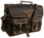 18" Mens BUFFALO Leather Laptop Case MESSENGER Shoulder Bags