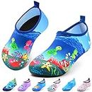 Sunnywoo Water Shoes for Kids Girls Boys,Toddler Kids Swim Water Shoes Quick Dry Non-Slip Water Skin Barefoot Sports Shoes Aqua Socks for Beach Outdoor Sports,9-10.5 Little Kid,Sea World-A