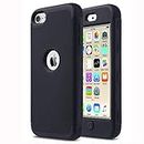 iPod Touch 5, Touch 6, Touch 7, Rugged Plastic Drop-Proof Hard Card Cover - Black
