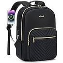 LOVEVOOK Laptop Backpack for Women 15.6 Inch, Womens Backpack for Work Business Travel School College With USB Port, Lightweight Back Pack Computer Laptop Rucksack-Black