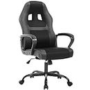 Gaming Chair Ergonomic PU Leather Executive Computer Chair High Back Computer Task with Lumbar Support Adjustable Height Office Chair, Black