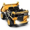 ANPABO Ride on Dump Truck, 12V Ride on Car with Remote Control, Electric Dump Bed and Extra Shovel, Ride on Construction Vehicle with Music Player, Key Start for Safety, Ideal Gift for Kids