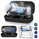Auarte 8 in 1 Skin for Playstation 3, Carrying Case for PS Portal with Hard Clear Protective Skin Case for PS5 Portal, 2 Screen Protector with 4 Thumb Grip, Carbon Black, PSP12B