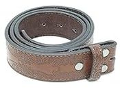 BC Belts Leather Belt Strap with Tooled Western Floral Leaf Embossed Pattern 1.5" Wide with Snaps, Brown, Medium (30-32)