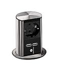Bachmann 928017 - Ciabatta Elevator 1 presa Schuko, 2 porte USB, effetto acciaio inox, 1 pezzo