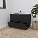 VIKI Engineered Wood Dresser With 2 Drawers, Chest Of 2 Drawers,Clothes Storage, Organizer Unit For Bedroom, Hallway, Entryway,Easy Pull Drawers, Width 80Cms, Dark Wenge | 1 Year Warranty, Matte