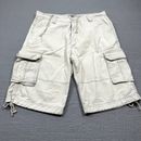 Smoke Rise Cargo Shorts Mens 38 Beige Heavy Cotton Casual Y2K Pockets