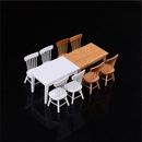 1:12 Wooden Kitchen Dining Table + 4 Chairs Set  Dollhouse Furnitu-wf