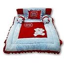 Pinks and Blues Full Sleeping 5 Piece Baby Bedding Set with Two Bear Shape Side Pillows (0-48 Months) (Sky RED)