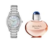 Bulova Women's Quartz Silver Stainless Steel Perfume Watch Set 31MM 96R216