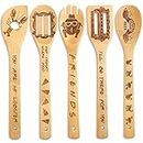 FUTERLY Unique Friends Merchandise - 5 Pcs Wooden Spoons Cooking Utensils,Nature Wooden Kitchen Utensils Set,Cute Wooden Spatula for Cooking,Friends TV Show Gifts,Mothers Day Kitchen Gifts
