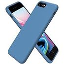 ORNARTO Compatible with iPhone 8 Plus Case, iPhone 7 Plus Slim Liquid Silicone Full Covered Soft Gel Rubber Case Cover for iPhone7 Plus/iPhone 8 Plus 5.5 inch-Blue