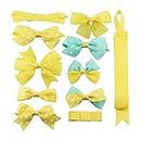 BonnyGirl Boutique Baby Girls Toddler Hair Bow Clips Barrettes with Hair Bows Holder (Yellow)