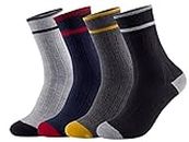 FABdon Men's Mid Calf Crew Combed Full Length Cotton Formal Socks - Ideal for Home, Office wear - Pack of 4 Pair (Free Size Multicolor)