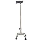 DIALDRCARE Adjustable Tripod Walking Cane with 4 Non-Slip Rubber Feet | Walking Stick for Seniors, Elderly, Disabled, Wounded (Silver)