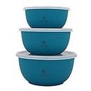 H Hy-tec (Device) Microwave Safe Stainless Steel Mixing Bowl (Green) - Set of 3