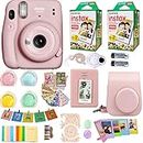 Fujifilm Instax Mini 11 Camera + Fuji Instant Instax Film (40 Sheets) & Includes Case + Assorted Frames + Photo Album + 4 Color Filters and More Bundle (Blush Pink)