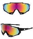 AntiFOG HD Full Coverage UV Mirrored Sports Sunglasses || suitable for Cricket Riding Cycling Trekking Outdoor activities || Rough & Tough Build Quality || Ultimate Performance (Black Mercury)