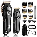 SUPRENT® Professional Hair Clippers for Men, Hair Cutting Kit & Zero Gap T-Blade Trimmer Combo, Cordless Barber Clipper Set with LED Display (Black)