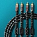 Pair OFC Shielded HiFi RCA Audio Cable Gold Plated RCA Signal Interconnect Cord