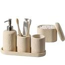 Bathroom Accessories Set, 5PCS Modern Bathroom Accessory Set with Soap Dispenser, Mouthwash Cup & Toothbrush Holder, Qtip Holder, Tray