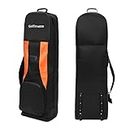 Golfoy Basics Hellfire Foldable Travel Cover Golf Bag with Wheels and Detachable Shoulder Strap - Black/Orange