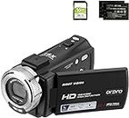 ORDRO V12 Videocamera Videocamera Full HD 1080P 30FPS Visione Notturna a Infrarossi Schermo LCD da 3,0 Pollici Zoom 16X Videocamere con Scheda SD da 16 GB Telecomando e 2 Batterie