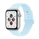 Compatible for Apple Watch Band 38mm 40mm 41mm 42mm 44mm 45mm 49mm Soft Silicone Sport Strap Compatible for Apple iWatch Ultra Series 8/7/6/5/4/3/2/SE,Light Blue 38/40/41mm-S/M