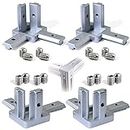 boeray 3-Way End Corner Bracket Connector with Mounting Screws for Aluminum Extrusion Profile 2020 Series Pack of 4