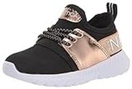 Nautica Youth Girls Athletic Fashion Lace Up Tennis Sneakers-Kappil Metallic-Rose Gold Black Size-5