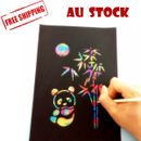 Scratch Paper Creative Art Rainbow Painting DIY Sketch bamboo pen kids Crafts 