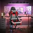 OneGame Gaming Chair, High Back Computer Leather Chair 155°Adjustable Backrest Swivel Ergonomic Office Chair with Lumbar Support, BlackRed