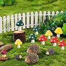Dacitiery Miniature Fairy Garden Accessories Resin Mini Hedgehogs and Mushroom Garden Accessories Fairy Outdoor Garden Animals Figurines for Fairy Garden Micro Landscape Plant Pots Bonsai Craft Decor