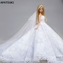 Pure White Lace Wedding Dress Outfit Clothes For Barbie Doll Clothes Accessories