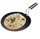 Landark Anodised Plus Cookware Induction Base Roti Tawa | Black | 22.5cm -Cool Handles | Wide Base | Hand Washable