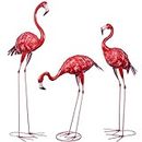 AOFOX Flamingo Garden Statues et Sculptures, 3 pièces métal Grand Rouge Flamingo Oiseaux Figurines Cour Cour Cour Cour pelouse Jardin Art Déco Ornements (Rouge)