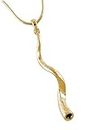 AJDesign Shofar Pendant Necklace Large Kudu Yemenite Jewish Blow Horn Rhodium Plated (Gold Tone)