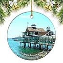 California San Diego Seaport Village USA America Christmas Ornaments for Tree Ceramic Pendant Double Sided Ornament Decor Xmas Gifts Porcelain Travel Souvenirs