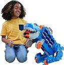Hot Wheels City Toy Car Track Set Ultimate T-Rex Transporter, Dinosaur Hauler for 20+ Vehicles, Transforms into Dino, Lights & Sounds
