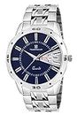 TIMEWEAR Timewear Formal Day Date Watch Collection Analog Men's Watch (Blue Dial Silver Colored Strap)