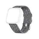 CellFAther® Woven Nylon Fabric Breathable Band Strap Compatible with Fitbit Versa/Fitbit Versa 2/Fitbit Versa Lite Edition -Carbon Black
