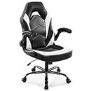 Gaming Chair, Ergonomic Office Chair High Back Computer Desk Chair with Lumbar Support and Flip-up Armrests, Height Adjustable Swivel Rolling Chair with Wheels for Adults