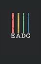 Cuerdas de bajo EADG: Cuaderno de líneas forrado, DIN A5 (13,97x21,59 cm), 120 páginas, papel color crema, cubierta mate