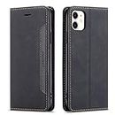 L-FADNUT for iPhone 6 iPhone 6S Case Wallet with Card Holder Girls Flip Case Leather Magnetic Shockproof Silicone Men Women Phone Case for iPhone 6/6S Black