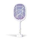Toreto Mosquito Killer Racket Bat 1800 mAh Rechargeable Handheld Electric Mosquito Swatter with Swift Kill Teq, Charging Stand & Powerful Battery and LED Touch Panel (White)