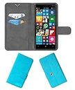 ACM Rotating Clip Flip Case Compatible with Nokia Lumia 830 Mobile Cover Stand Sky Blue