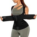 Nebility Waist Trainer Vest for Women Corset Trimmer Belt Slimming Body Shaper Tummy Control Cincher Workout Girdle（Black,M